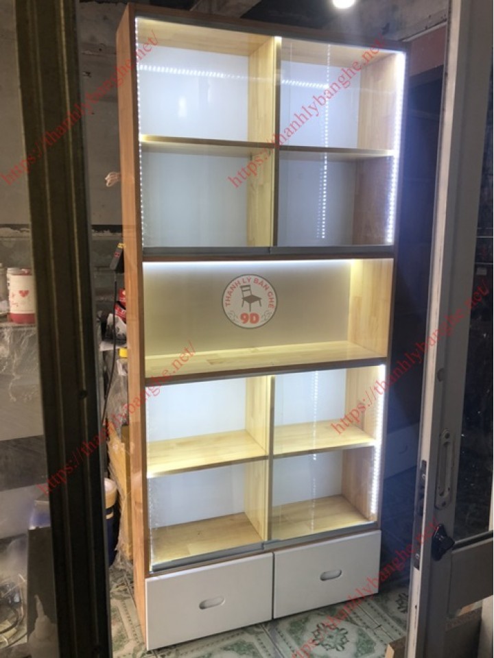 THANH LÝ TỦ TRƯNG BÀY GỖ GHÉP ms890
